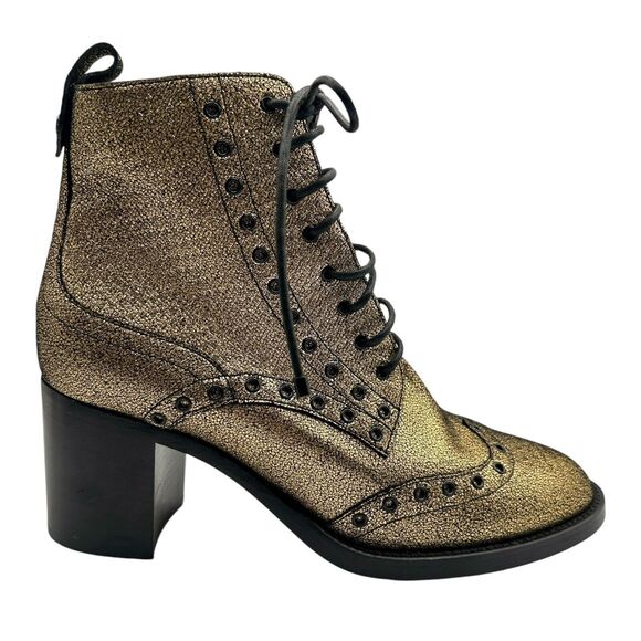 Jimmy Choo Hannah 65 Heeled Lace Up Boots in Gold Size 38.5 - Picture 1 of 10